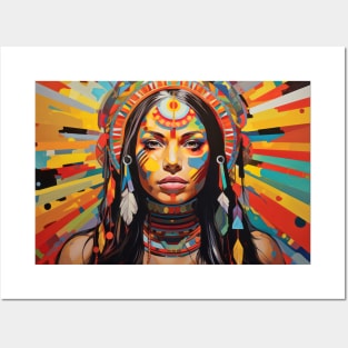 Western Native Indian Retro Abstract Colorful Painting Posters and Art